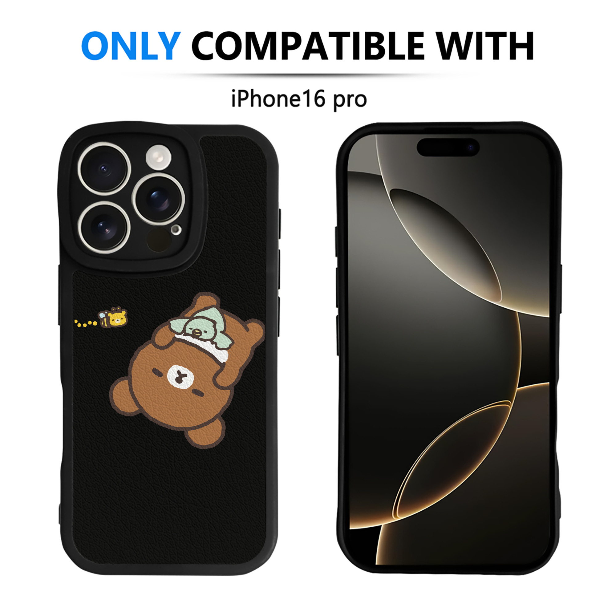 （画像用） リラックマ リラックマ キイロイトリ Rilakkuma Korilakkuma Kiiroitori 【iPhone 16シリーズ対応】シリコンスマホケース（レザー調） 材質：シリコン